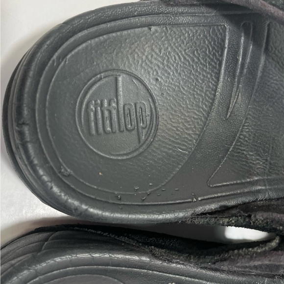 FITFLOP Black Micro Wobbleboard Thong Sandal Size 7 - Picture 3 of 16